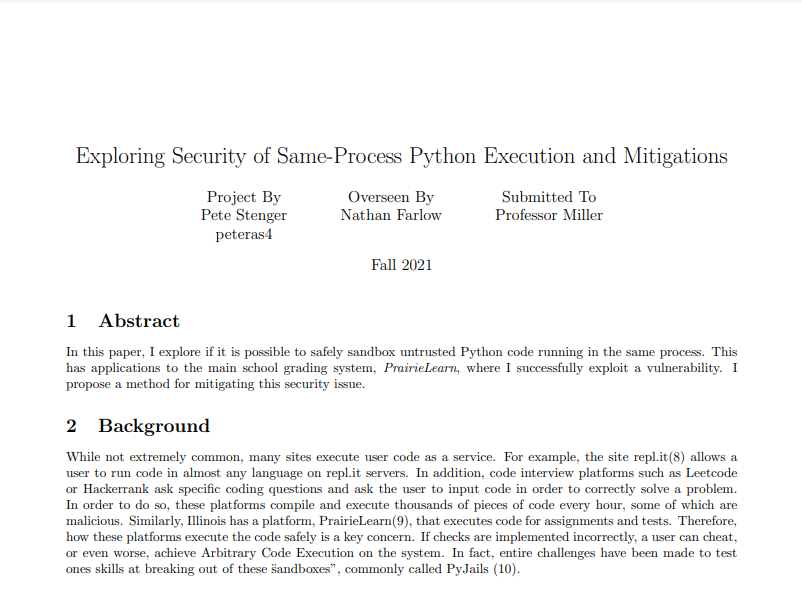 Exploring Security of Same-Process Python Execution